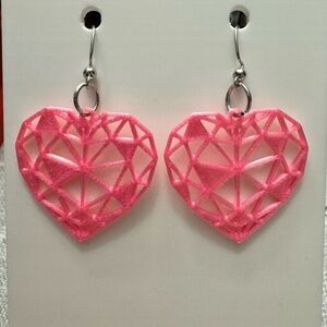 Pink Heart Geometric Earrings
